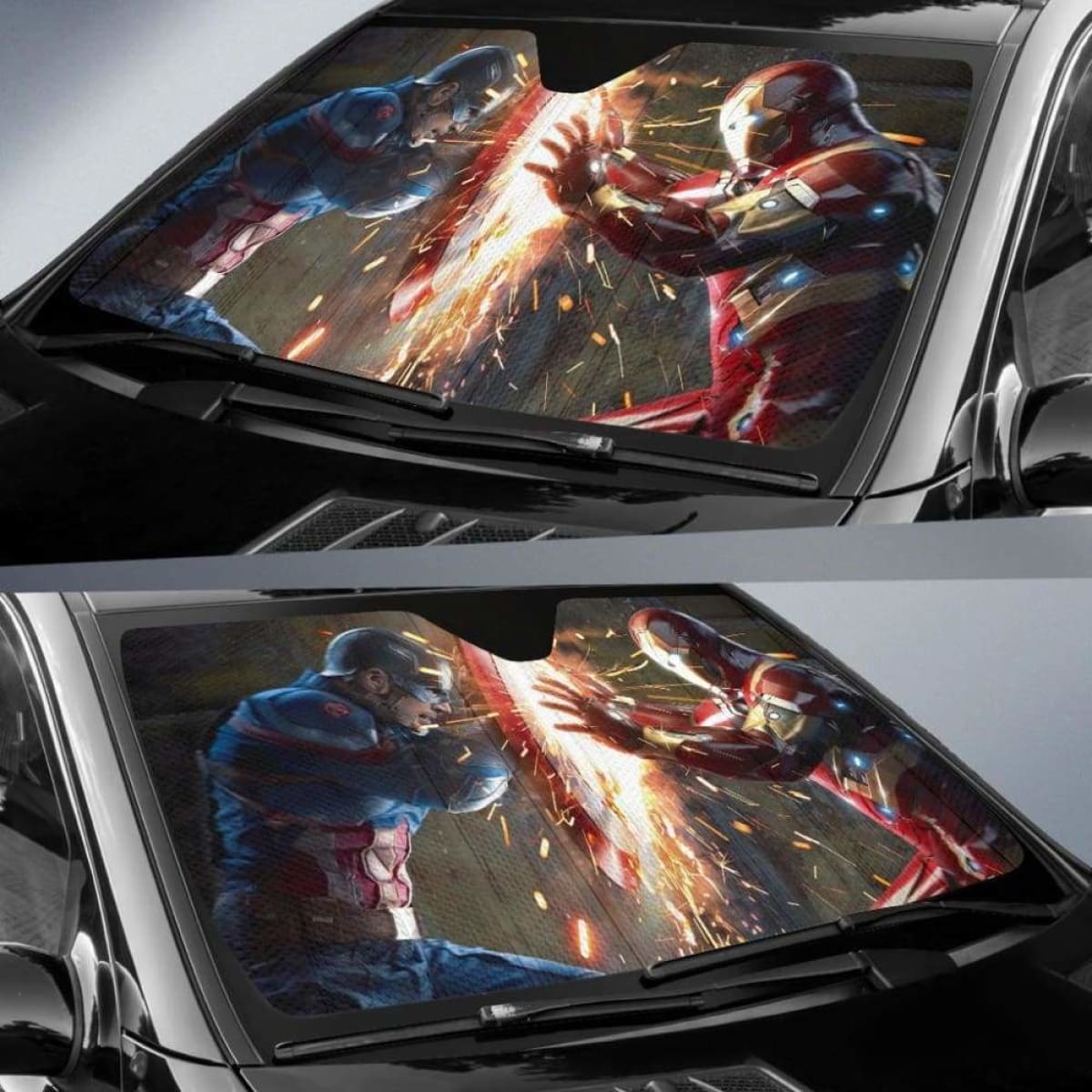 Captain Vs Iron Man Car Sun Shades 918b Universal Fit