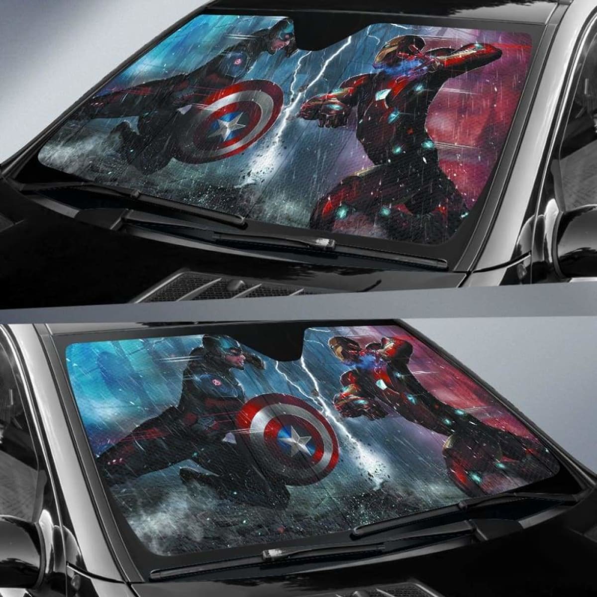 Captain america vs Iron man auto sun shades 918b Universal Fit