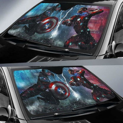 Captain america vs Iron man auto sun shades 918b Universal Fit