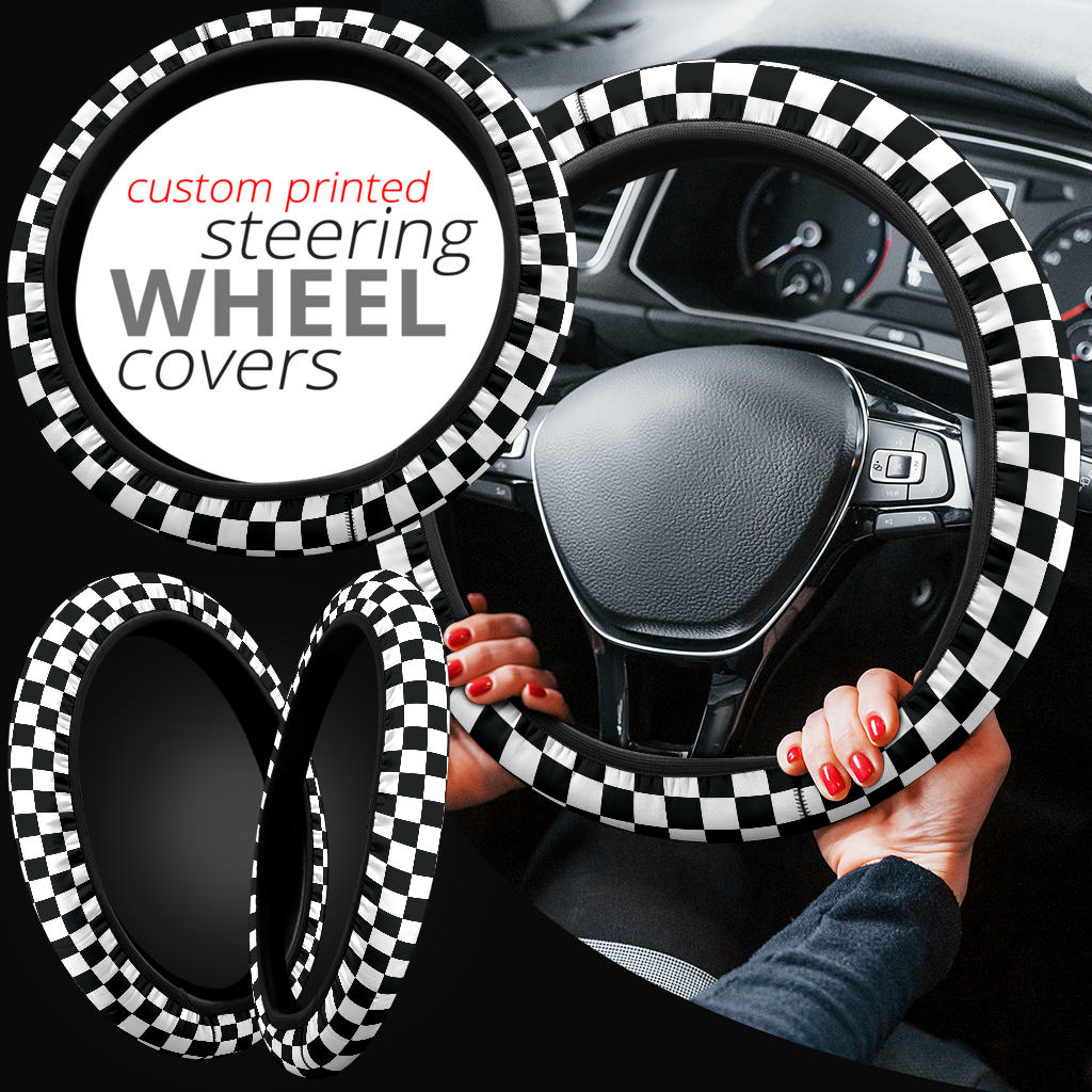 Caro Black White Fashion Premium Car Steering Wheel Cover