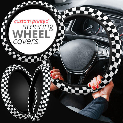 Caro Black White Fashion Premium Car Steering Wheel Cover