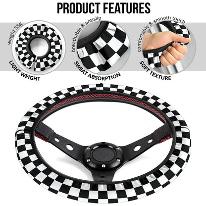 Caro Black White Fashion Premium Car Steering Wheel Cover