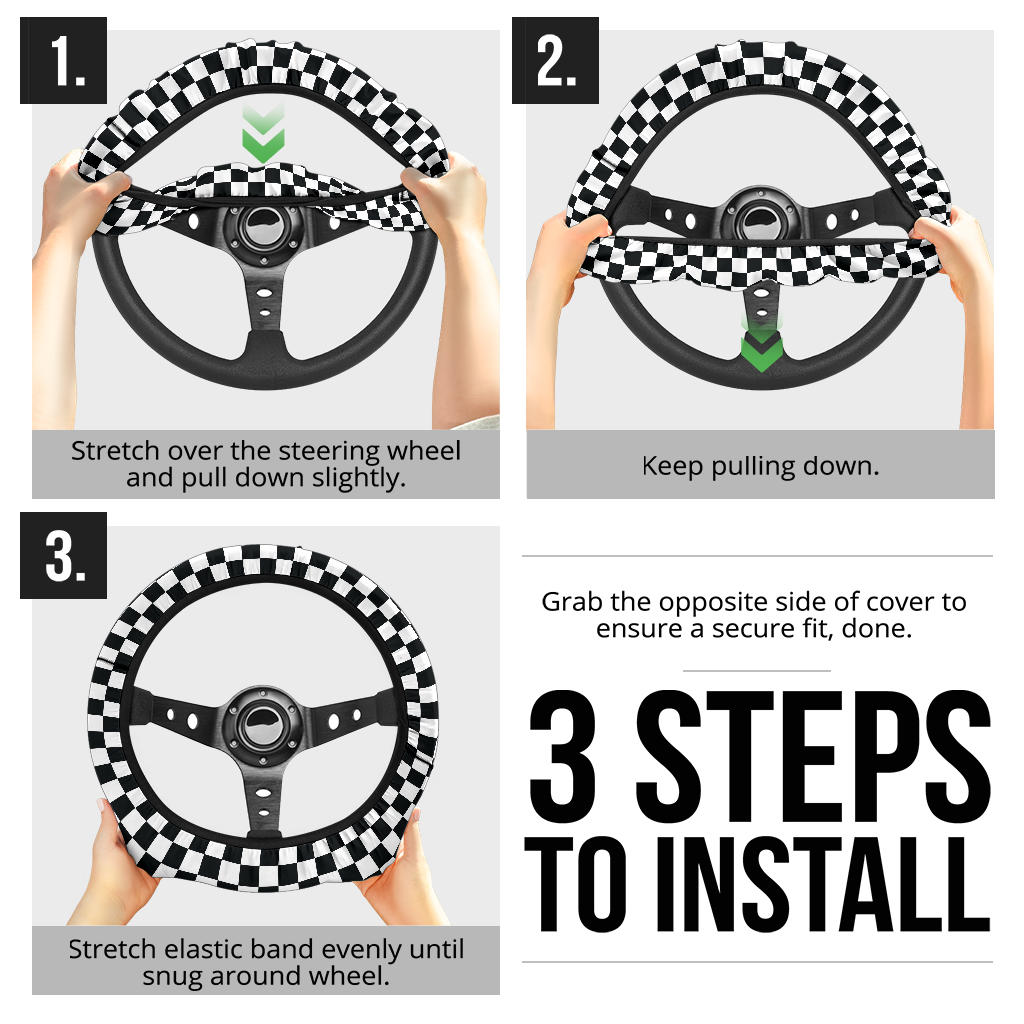 Caro Black White Fashion Premium Car Steering Wheel Cover