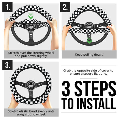 Caro Black White Fashion Premium Car Steering Wheel Cover