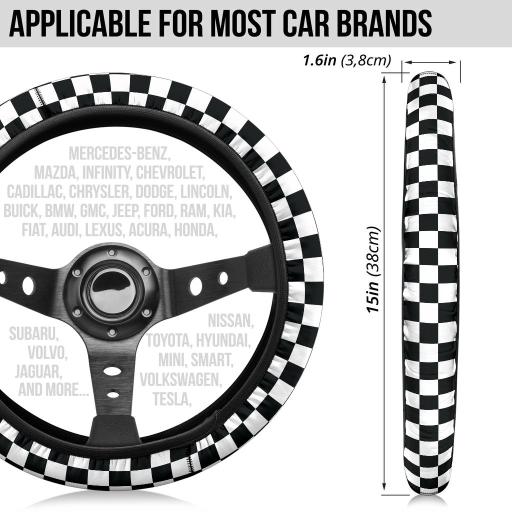 Caro Black White Fashion Premium Car Steering Wheel Cover
