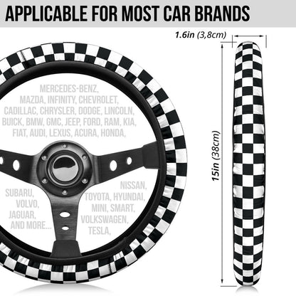 Caro Black White Fashion Premium Car Steering Wheel Cover