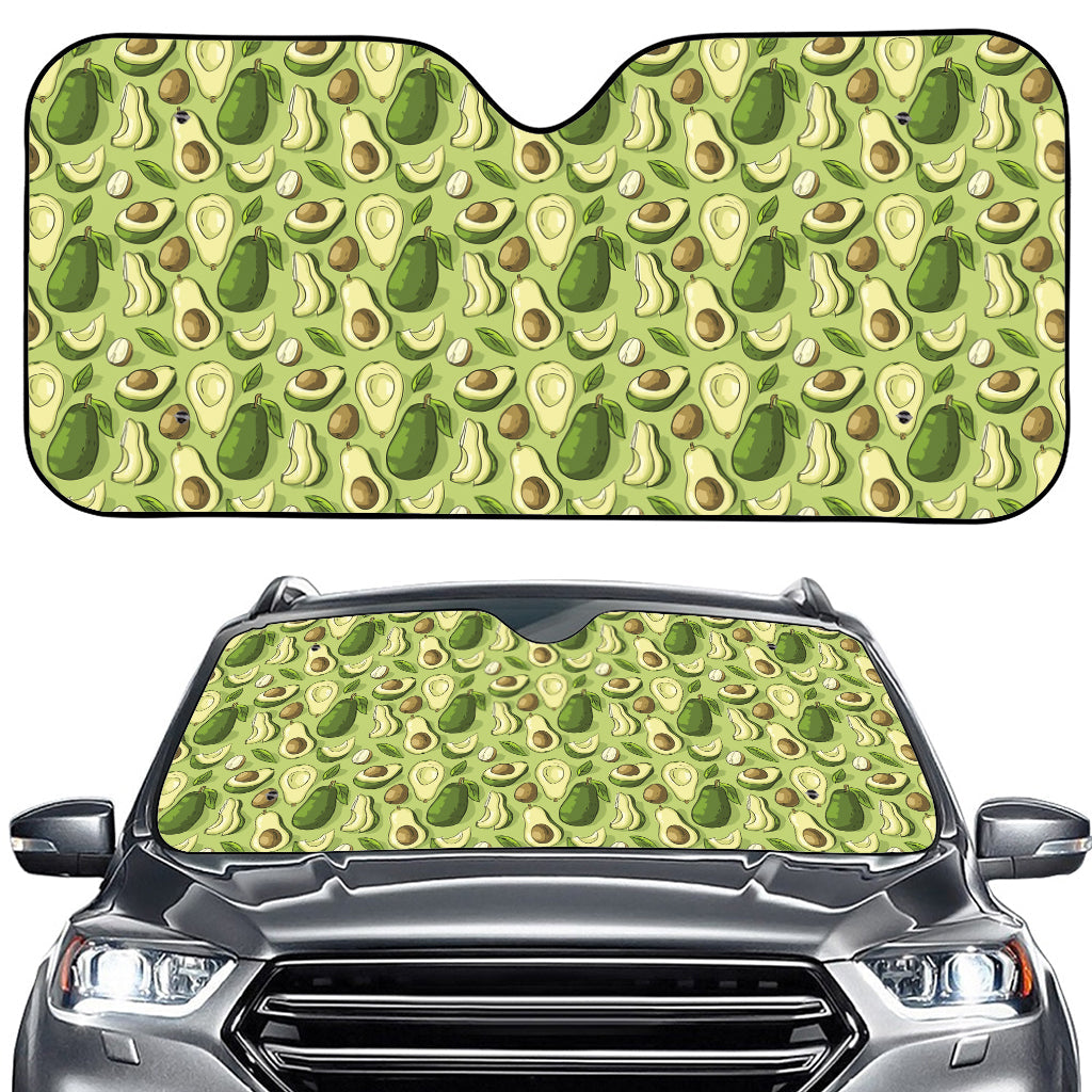 Cartoon Avocado Pattern Print Car Windshield Sun Shade