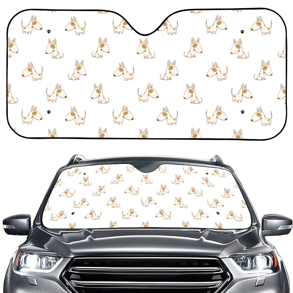 Cartoon Bull Terrier Pattern Print Car Windshield Sun Shade