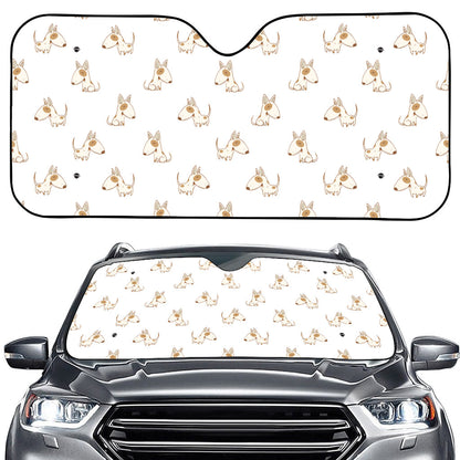 Cartoon Bull Terrier Pattern Print Car Windshield Sun Shade