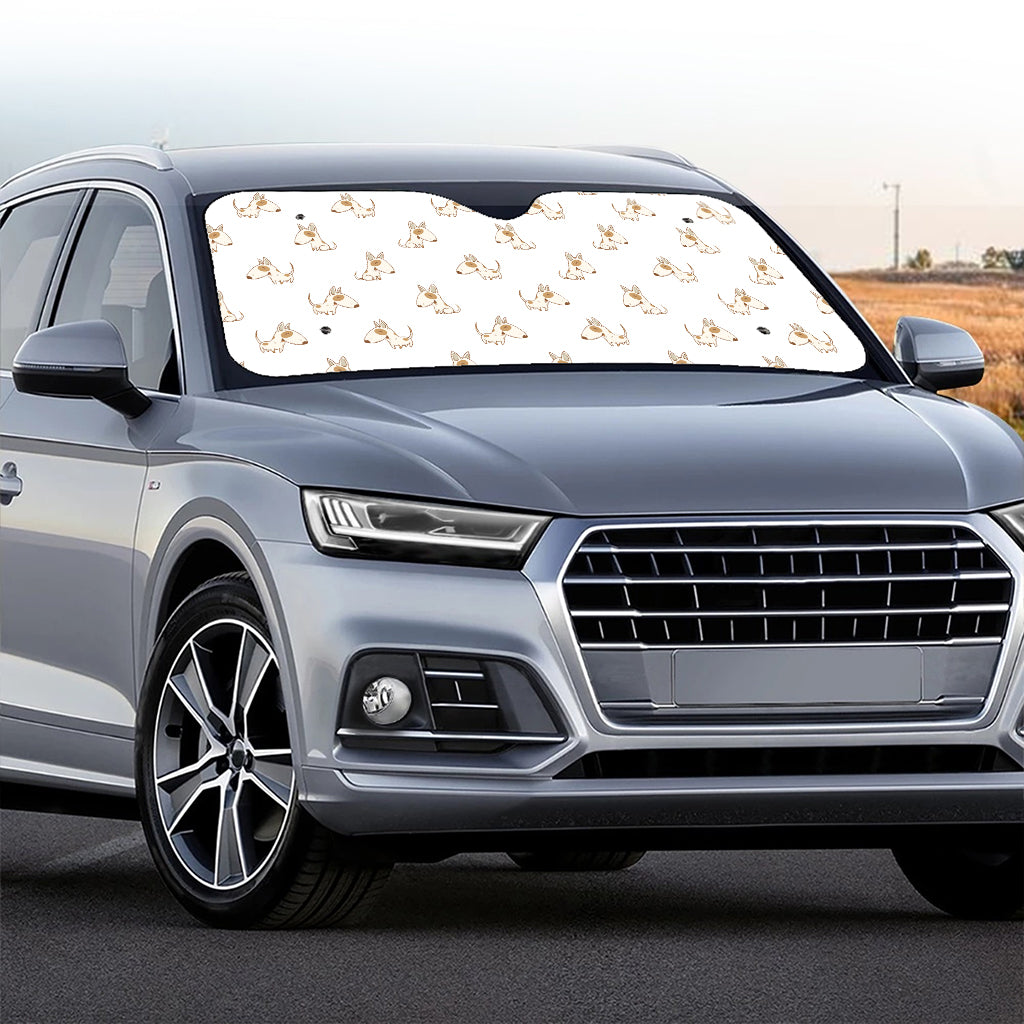 Cartoon Bull Terrier Pattern Print Car Windshield Sun Shade