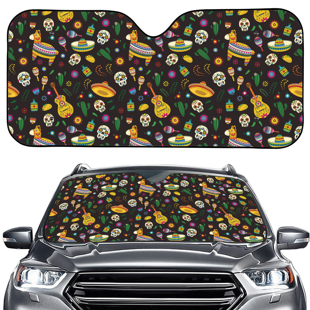 Cartoon Cinco de Mayo Pattern Print Car Windshield Sun Shade