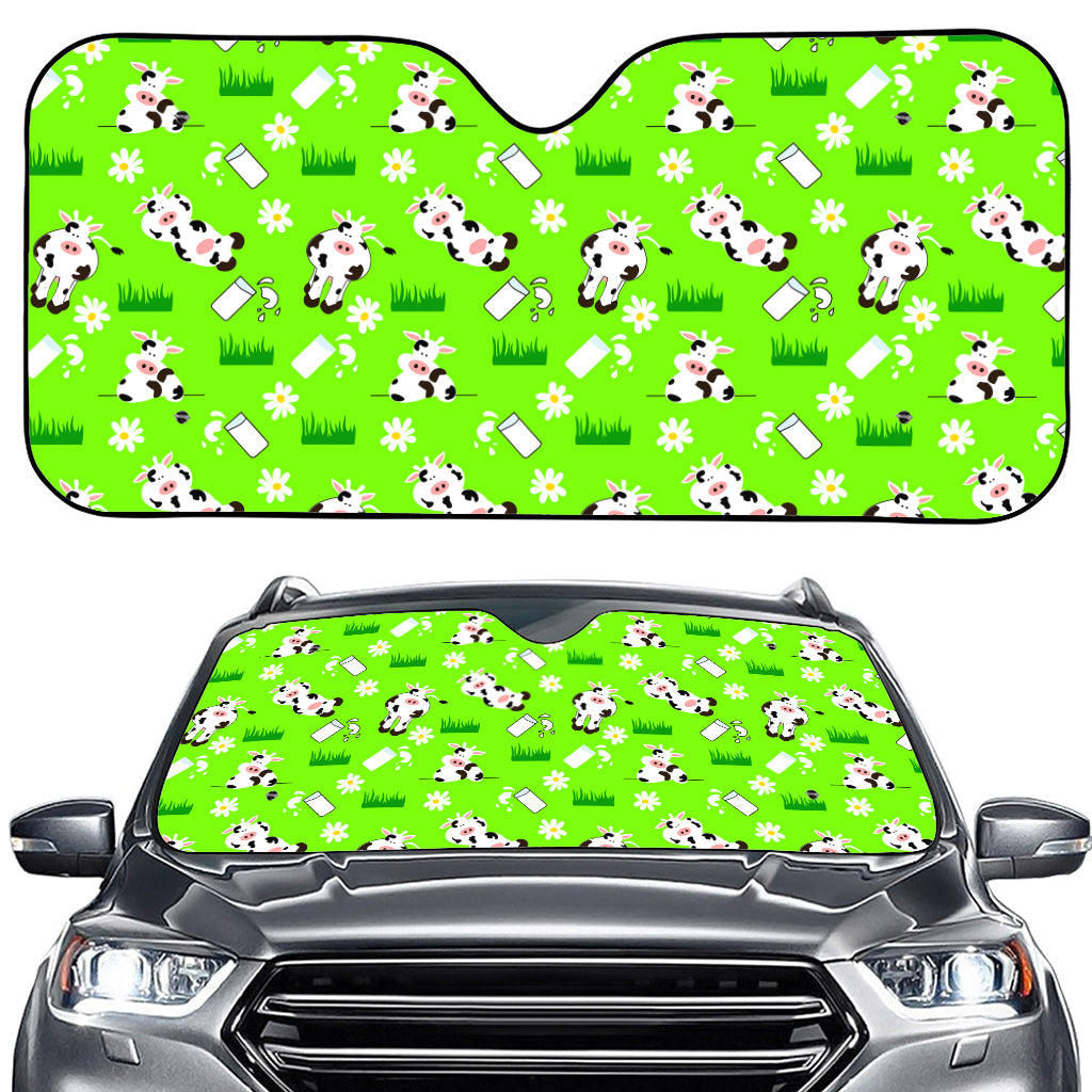 Cartoon Daisy And Cow Pattern Print Car Windshield Sun Shade