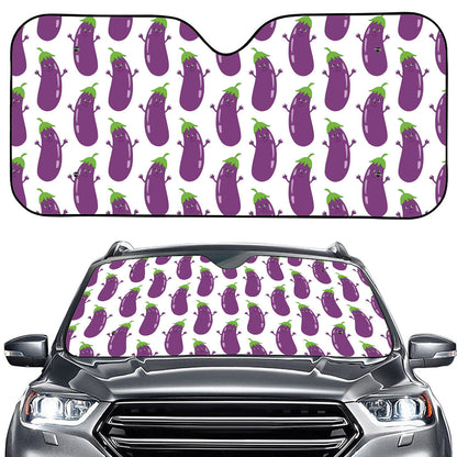 Cartoon Eggplant Pattern Print Car Windshield Sun Shade