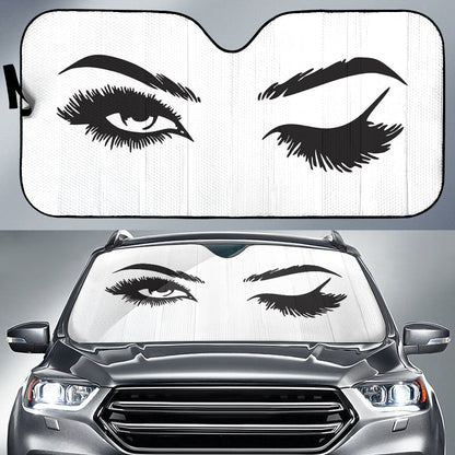 Cartoon Eyelash Lady Black  Car Auto Sun Shades Windshield Accessories Decor Gift