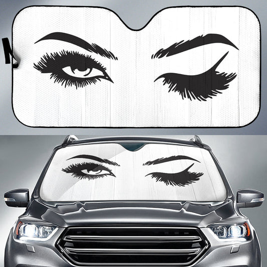 Cartoon Eyelash Lady Black  Car Auto Sun Shades Windshield Accessories Decor Gift