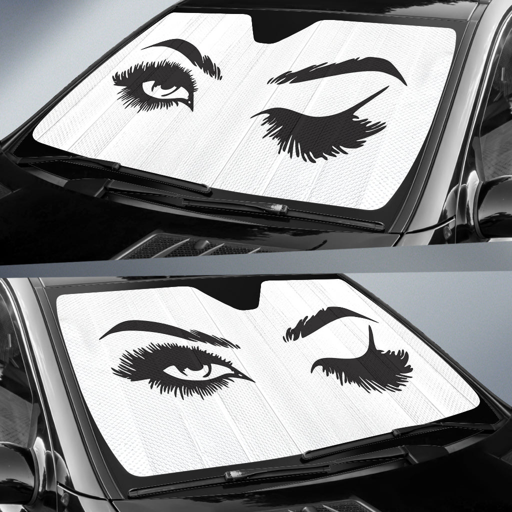 Cartoon Eyelash Lady Black  Car Auto Sun Shades Windshield Accessories Decor Gift