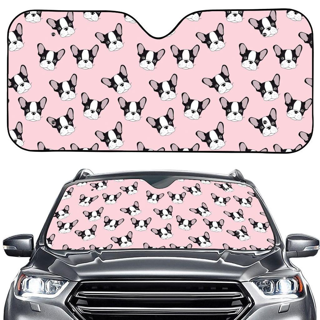 Cartoon French Bulldog Pattern Print Car Windshield Sun Shade