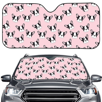 Cartoon French Bulldog Pattern Print Car Windshield Sun Shade