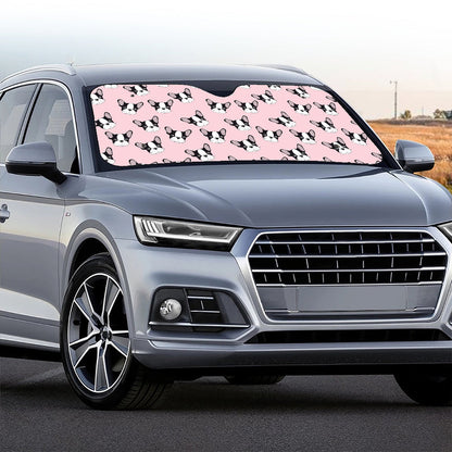 Cartoon French Bulldog Pattern Print Car Windshield Sun Shade
