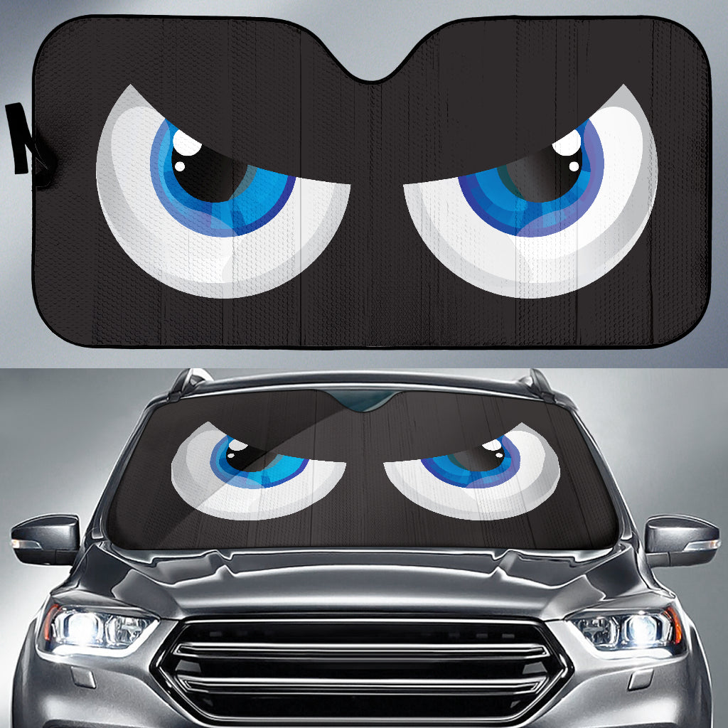 Cartoon Funny Angry Blue Eyes  Car Auto Sun Shades Windshield Accessories Decor Gift