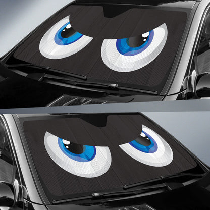 Cartoon Funny Angry Blue Eyes  Car Auto Sun Shades Windshield Accessories Decor Gift