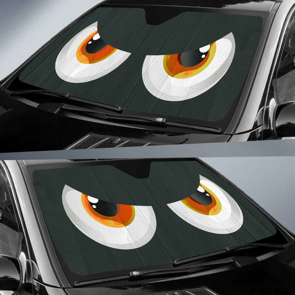 Cartoon Funny Eyes Yellow  Car Auto Sun Shades Windshield Accessories Decor Gift