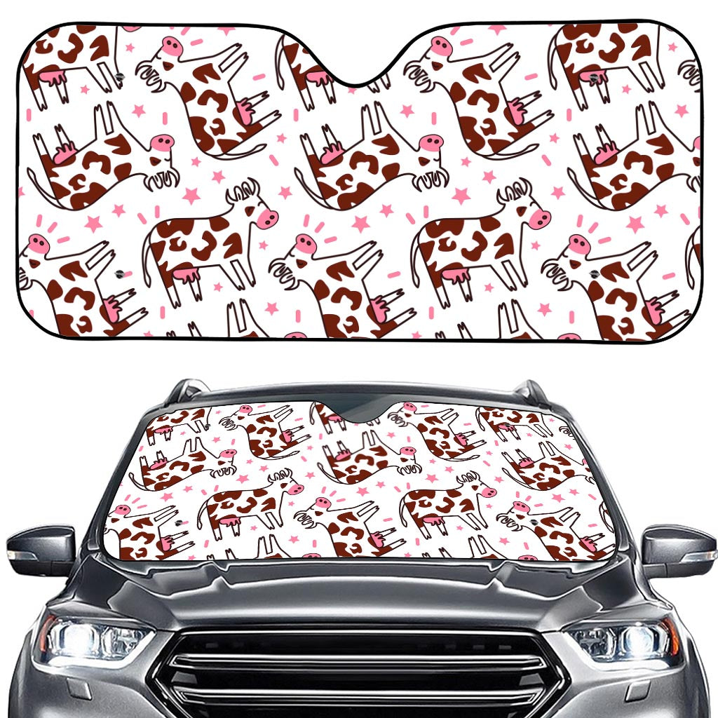 Cartoon Happy Dairy Cow Pattern Print Car Windshield Sun Shade