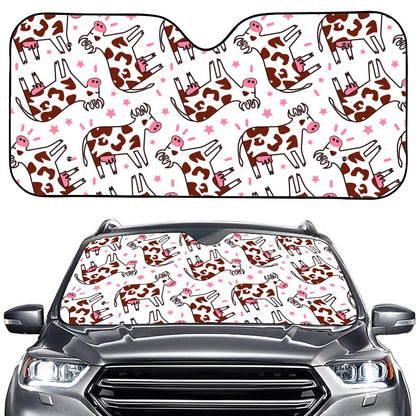 Cartoon Happy Dairy Cow Pattern Print Car Windshield Sun Shade