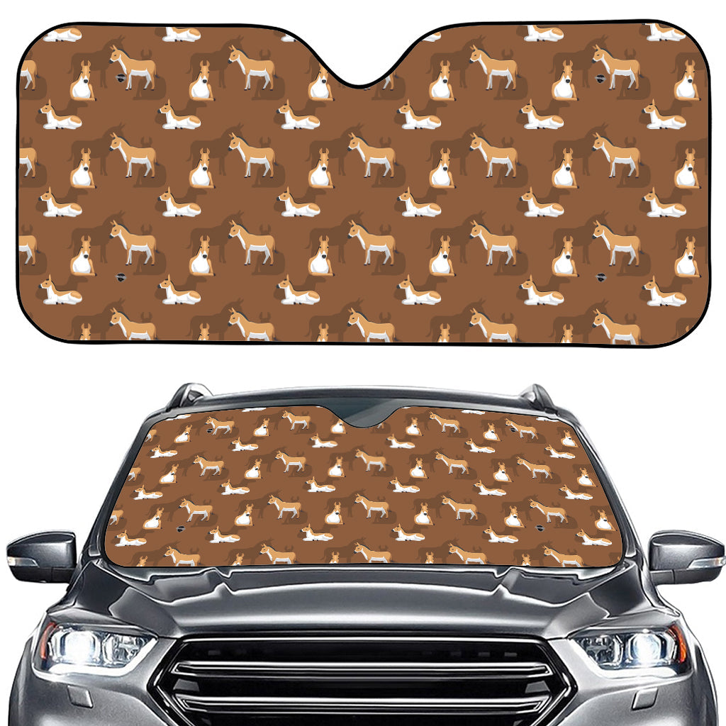 Cartoon Kulan Donkey Pattern Print Car Windshield Sun Shade