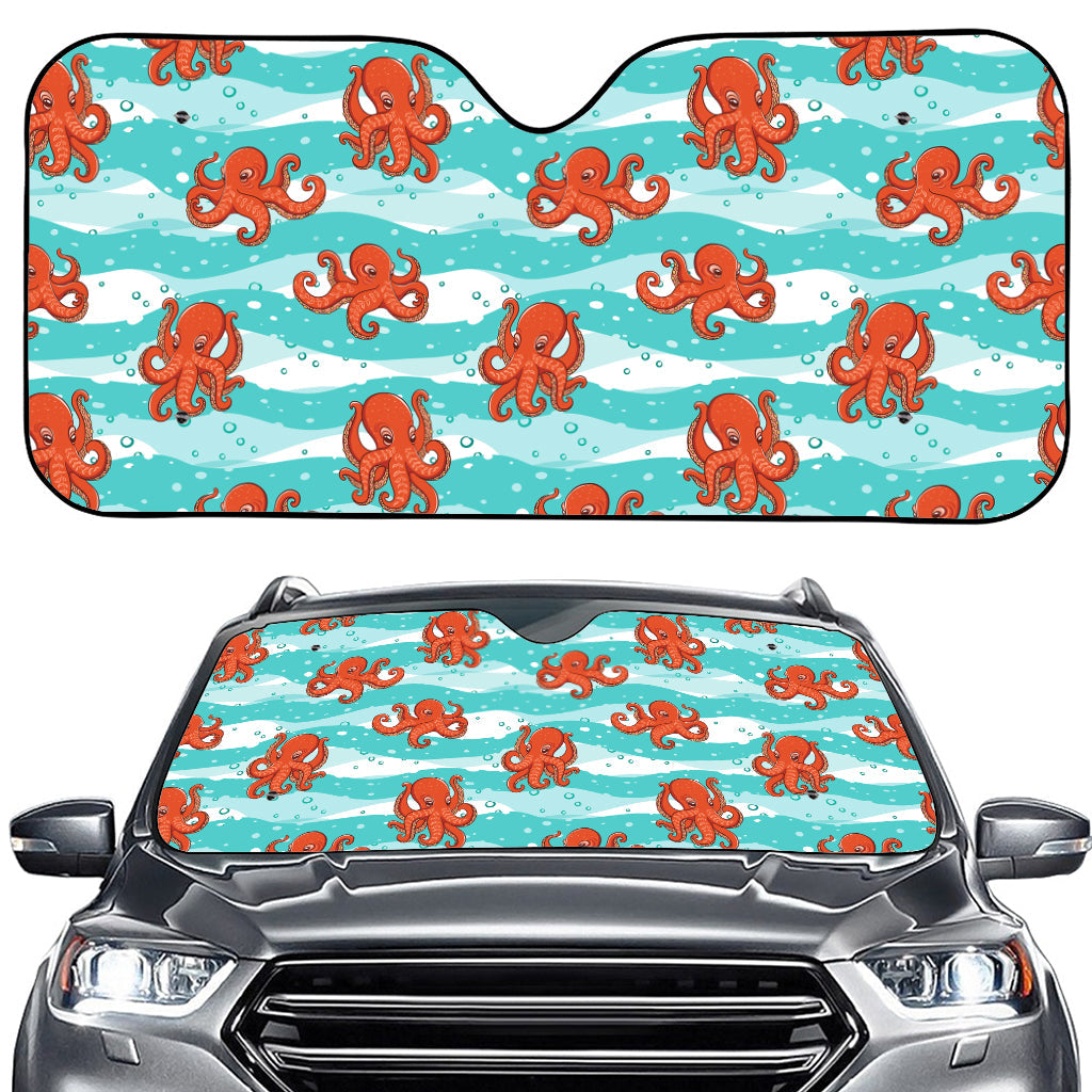 Cartoon Octopus Pattern Print Car Windshield Sun Shade