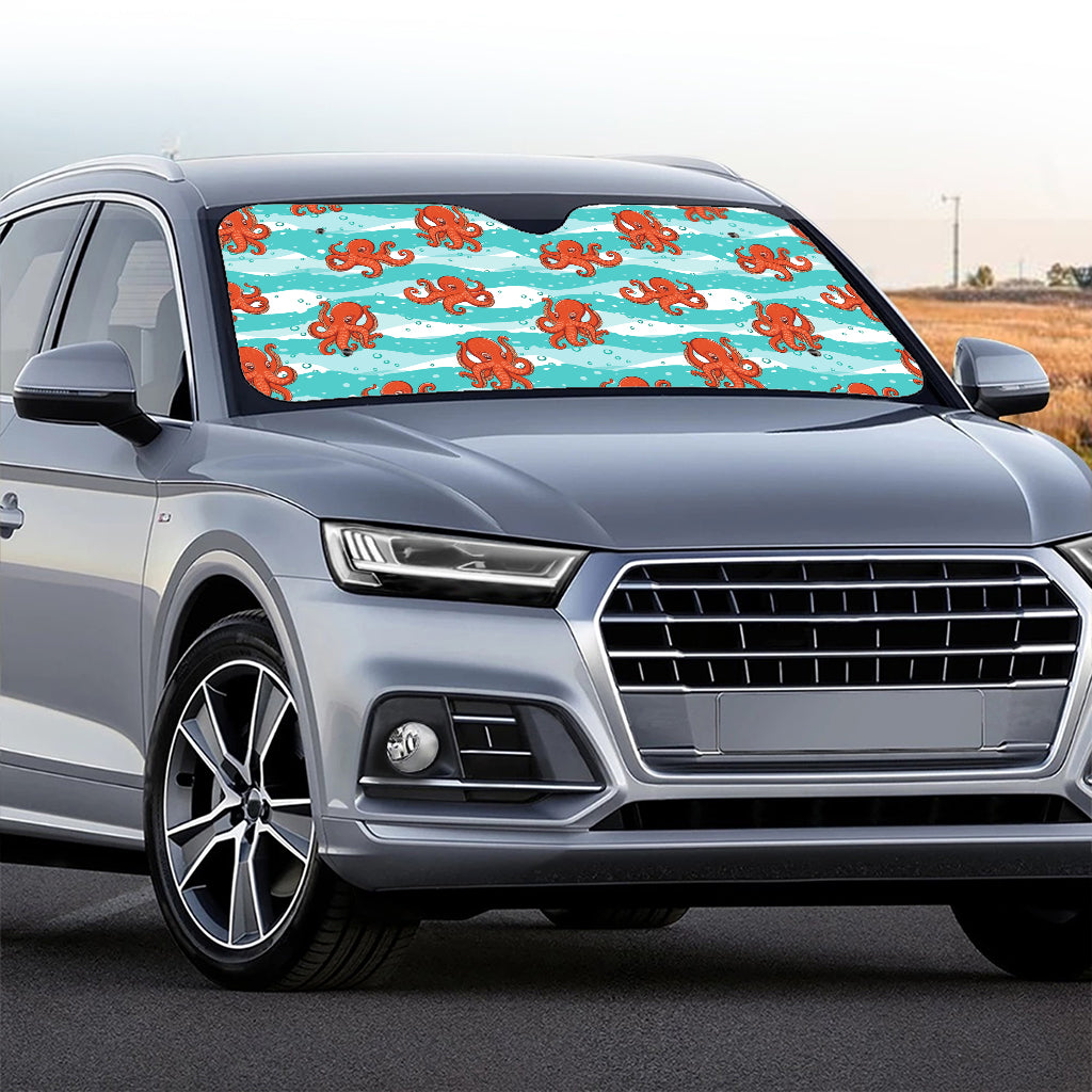 Cartoon Octopus Pattern Print Car Windshield Sun Shade