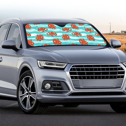 Cartoon Octopus Pattern Print Car Windshield Sun Shade