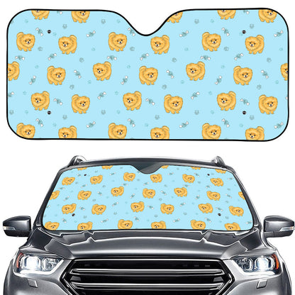 Cartoon Pomeranian Pattern Print Car Windshield Sun Shade