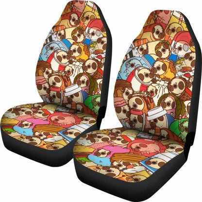 Cartoon Pugs Car Seat Covers 231303 Universal Fit