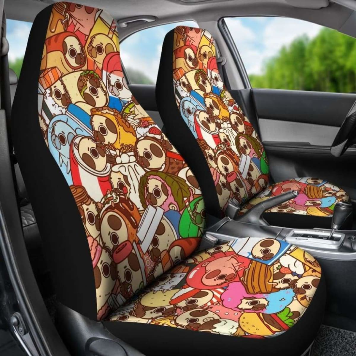 Cartoon Pugs Car Seat Covers 231303 Universal Fit