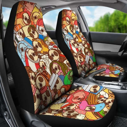 Cartoon Pugs Car Seat Covers 231303 Universal Fit