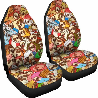 Cartoon Pugs Car Seat Covers 231303 Universal Fit