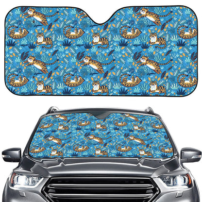 Cartoon Tiger Pattern Print Car Windshield Sun Shade