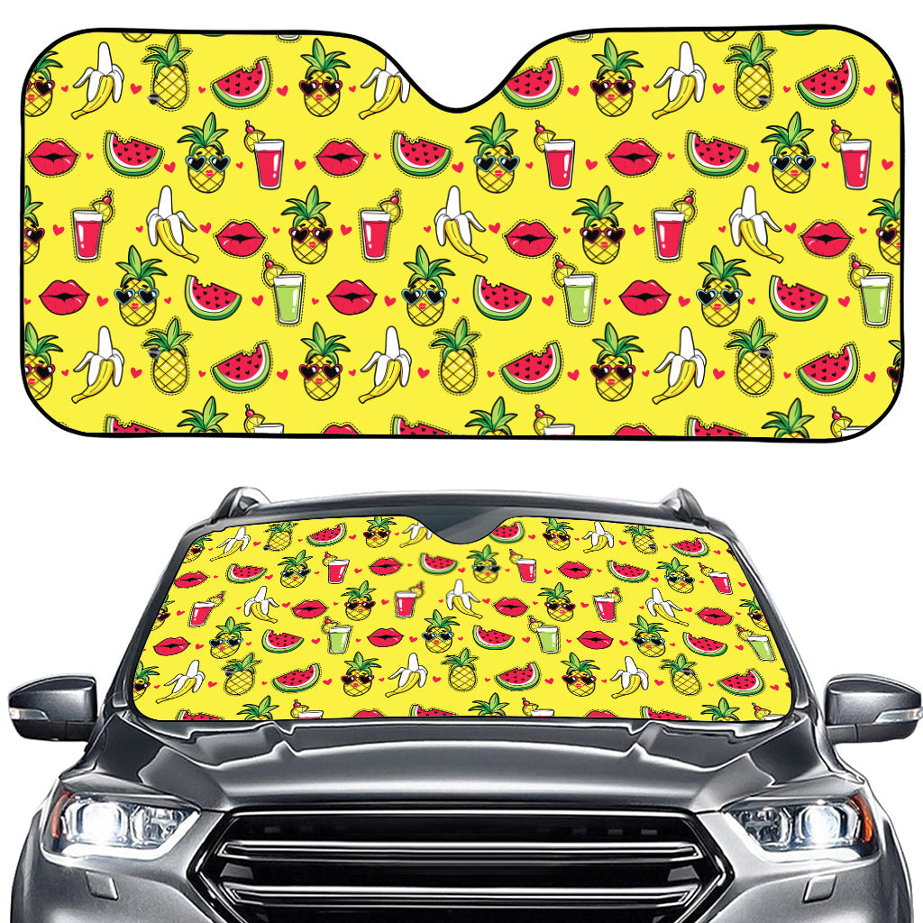 Cartoon Tropical Pattern Print Car Windshield Sun Shade