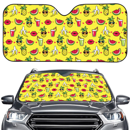 Cartoon Tropical Pattern Print Car Windshield Sun Shade