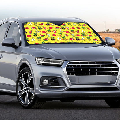 Cartoon Tropical Pattern Print Car Windshield Sun Shade