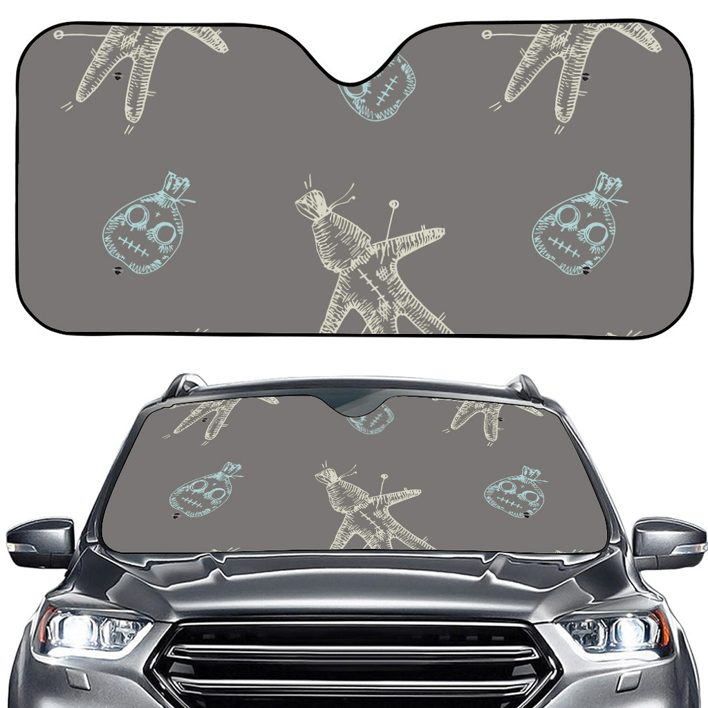 Cartoon Voodoo Doll Pattern Print Car Windshield Sun Shade