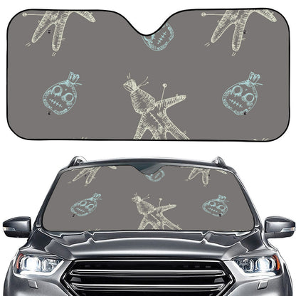 Cartoon Voodoo Doll Pattern Print Car Windshield Sun Shade