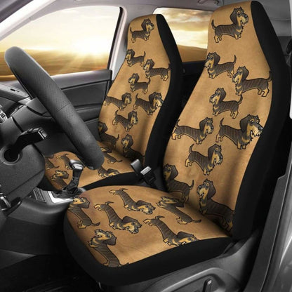 Cartoon Wire Haired Dachshund Car Seat Cover Universal Fit 052512