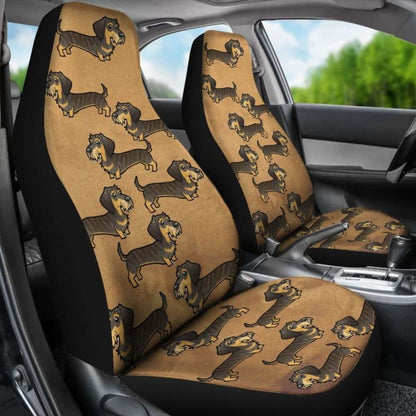 Cartoon Wire Haired Dachshund Car Seat Cover Universal Fit 052512