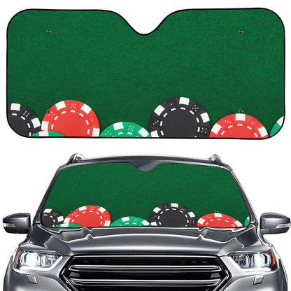 Casino Poker Chips Print Car Windshield Sun Shade