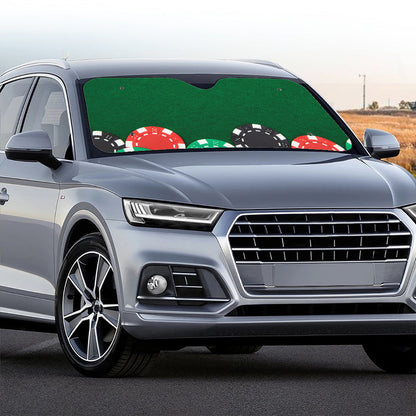 Casino Poker Chips Print Car Windshield Sun Shade