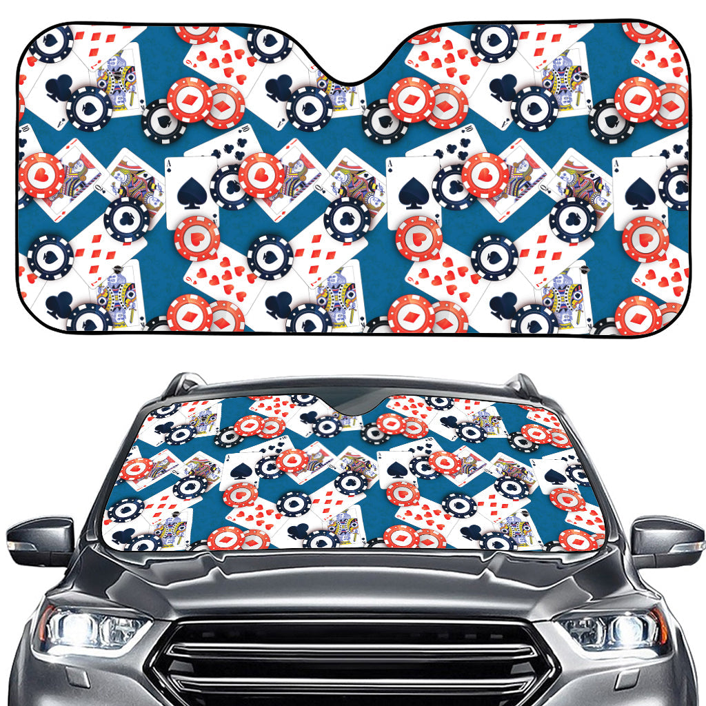 Casino Poker Pattern Print Car Windshield Sun Shade