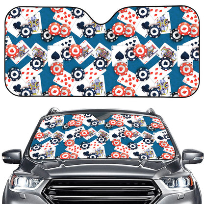 Casino Poker Pattern Print Car Windshield Sun Shade