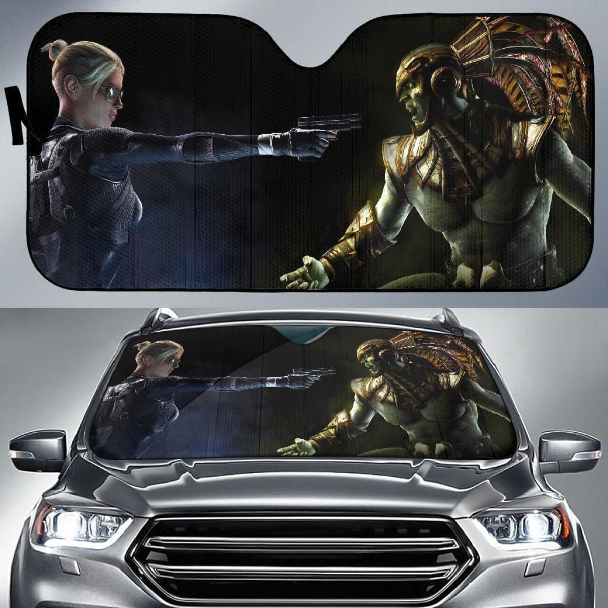 Cassie Cage Vs Kotal Kahn Mortal Kombat X Auto Sun Shade For Fan Mn05 Universal Fit 111204
